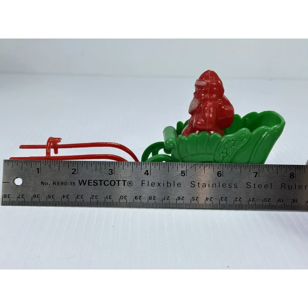Vintage Christmas Santa Cart Hard Plastic Candy Container